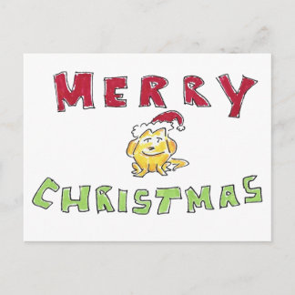 Postal Festiva Merry Christmas Little Yellow Lab Puppy Cartoon
