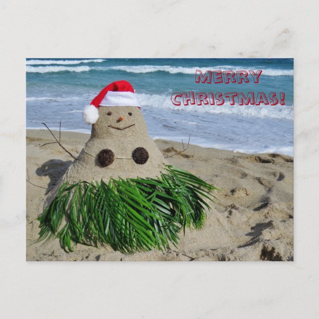 Postal Festiva Merry Christmas Mele Kalikimaka Sandman Snowman (Anverso)