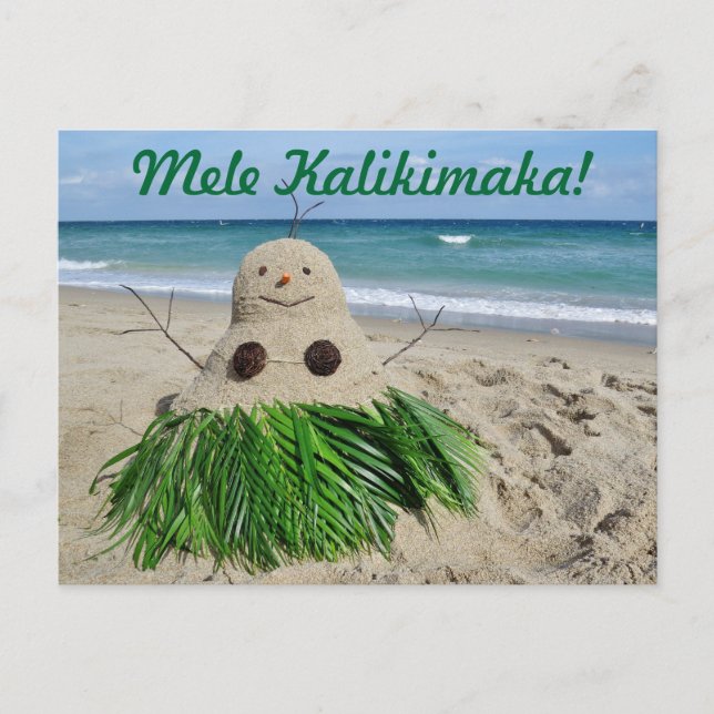 Postal Festiva Merry Christmas/ Mele Kalikimaka Snowman Sandman (Anverso)