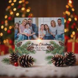 Postal Festiva Merry Christmas Modern Pineneedle 2 Photo Collage 