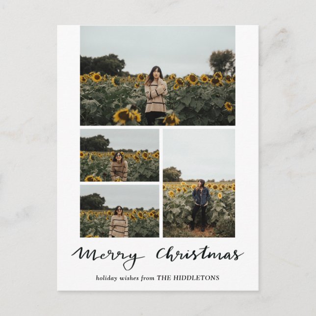 Postal Festiva Merry Christmas | Modern Script Photo Holiday (Anverso)