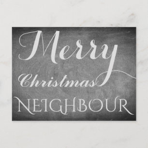 Postal Festiva Merry Christmas Neighbor Tipografía de tablero de