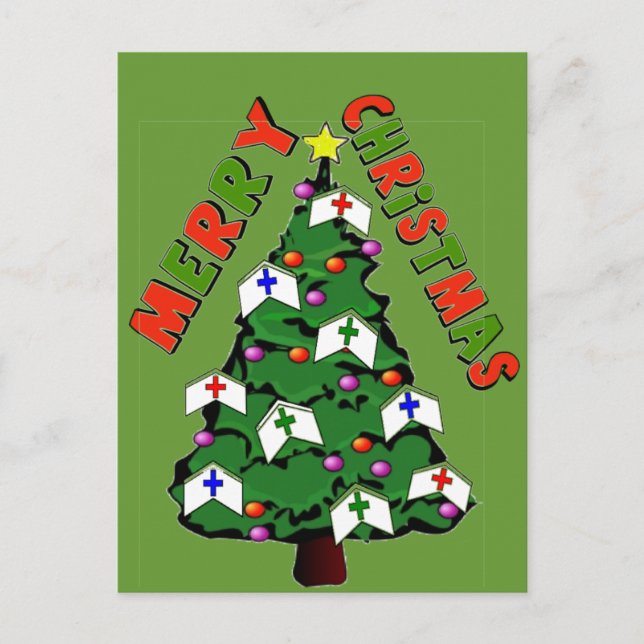 Postal Festiva Merry Christmas Nurs Cap Tree (Anverso)
