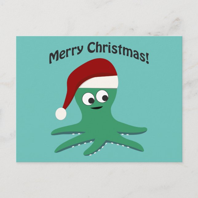 Postal Festiva Merry Christmas Octopus (Anverso)