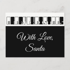 Postal Festiva Merry Christmas Piano Keyes Typoyes Black White