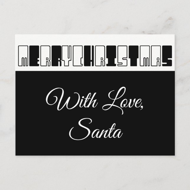 Postal Festiva Merry Christmas Piano Keyes Typoyes Black White (Anverso)