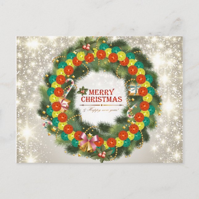 Postal Festiva Merry Christmas Pickleball 1 Postcard (Anverso)