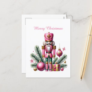 Postal Festiva Merry Christmas Pink Nucracker