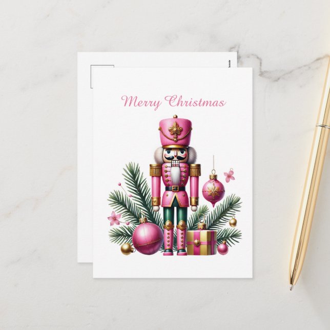 Postal Festiva Merry Christmas Pink Nucracker (Anverso/Reverso In Situ)