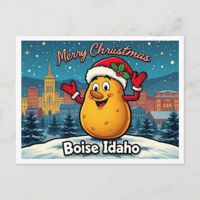 Postal Festiva Merry Christmas Potato Boise Idaho  (Anverso)