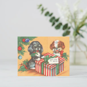 Postal Festiva Merry Christmas Puppies