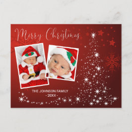 Postal Festiva Merry Christmas Red Tree Twinkly Ilumina FOTO de n