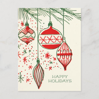 Postal Festiva Merry Christmas | Retro Hand Drawn  Ornaments Holi