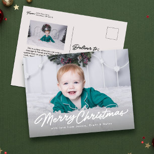 Postal Festiva Merry Christmas script simple dos foto