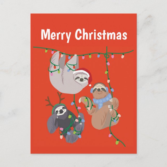 Postal Festiva Merry Christmas Sloth (Anverso)