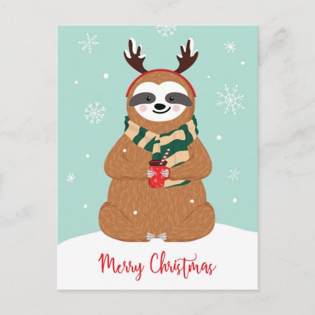 Postal Festiva Merry Christmas Sloth (Anverso)