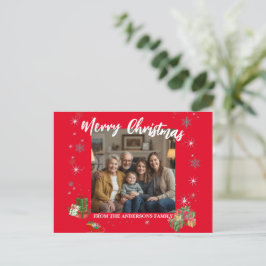 Postal Festiva Merry Christmas Snowflake Photo Personal Family N