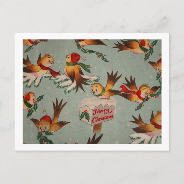 Postal Festiva Merry Christmas Sparrows (Anverso)