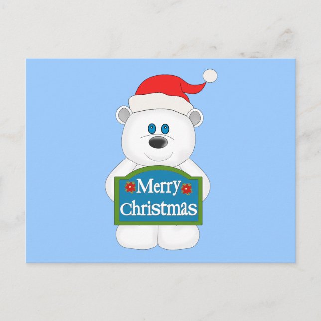 Postal Festiva Merry Christmas Teddy Bear Personalizado (Anverso)