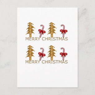 Postal Festiva Merry Christmas Tree Candy oro rojo