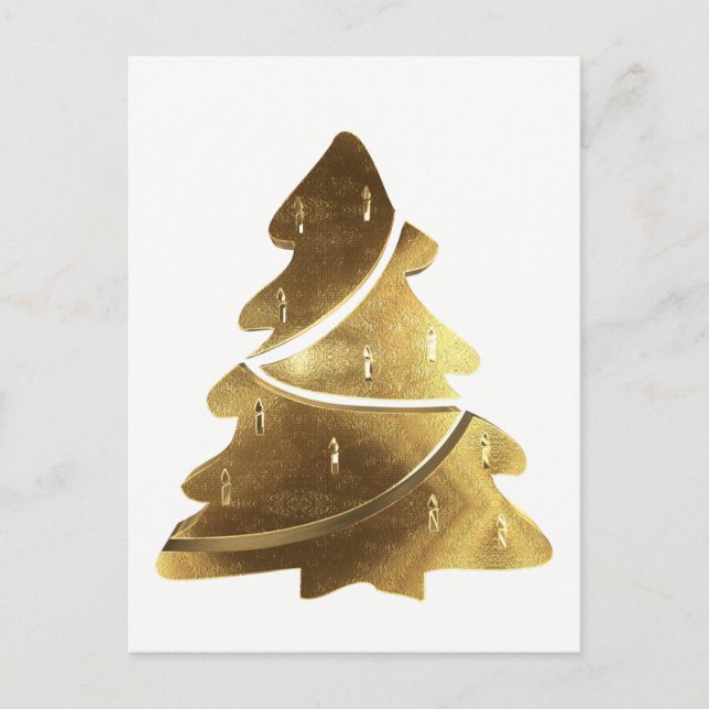 Postal Festiva Merry Christmas Tree Gold Look Elegant Card (Anverso)