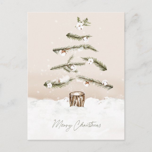 Postal Festiva Merry Christmas Tree Watercolor (Anverso)