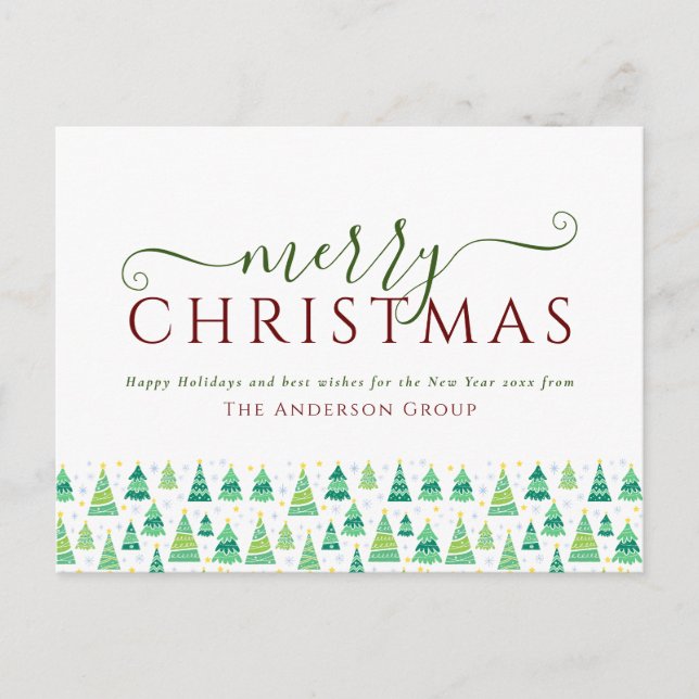 Postal Festiva Merry Christmas Trees Corporate Business (Anverso)