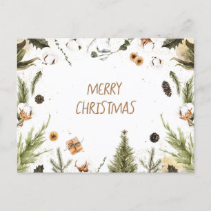 Postal Festiva Merry Christmas Watercolor