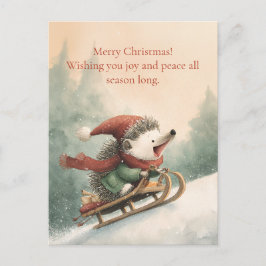 Postal Festiva Merry Christmas Watercolor hedgehog