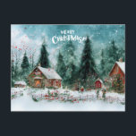 Postal Festiva Merry Christmas Watercolor Winter Village<br><div class="desc">Navidades acuáticos</div>