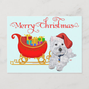 Postal Festiva Merry Christmas Westie