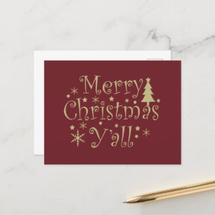 Postal Festiva Merry Christmas yall pine tree