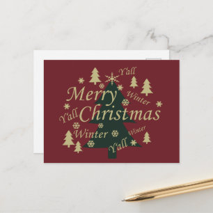 Postal Festiva Merry Christmas yall pine tree