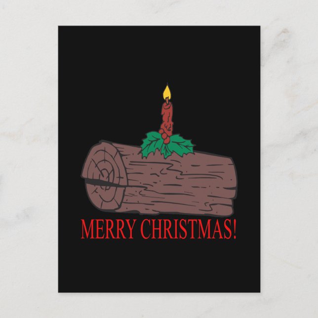 Postal Festiva Merry Christmas Yule Log (Anverso)