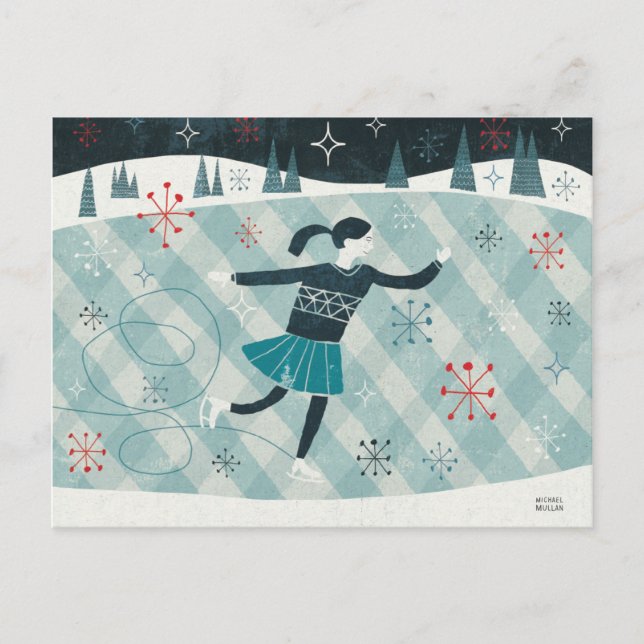 Postal Festiva Merry Christmastime Skater (Anverso)