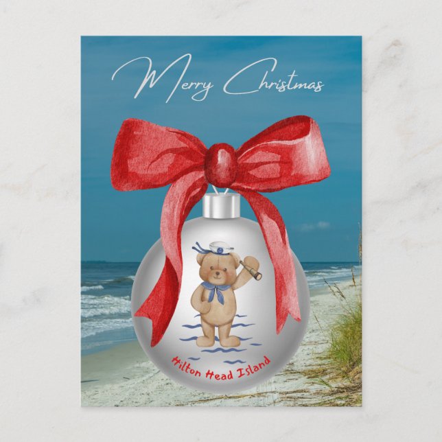 Postal Festiva Merry Coastal Navidades Hilton Head Island Beach (Anverso)
