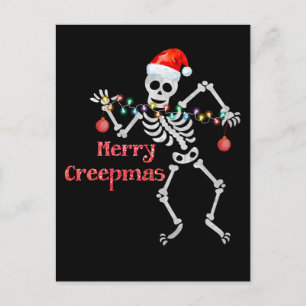 Postal Festiva Merry Creep mas Funny Santa Navidades Skeleton