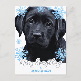 Postal Festiva Merry Everything Black Labrador Navidades