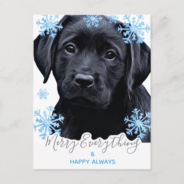 Postal Festiva Merry Everything Black Labrador Navidades (Anverso)
