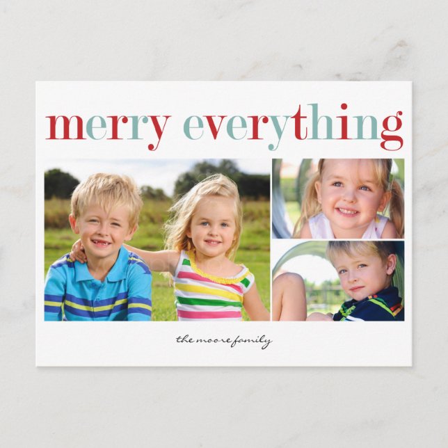 Postal Festiva Merry Everything Holiday Photo Card Postcard (Anverso)