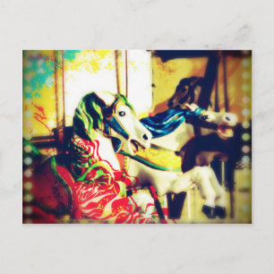 Postal Festiva Merry-Go-Round Horses Verano Flashback Digital Art