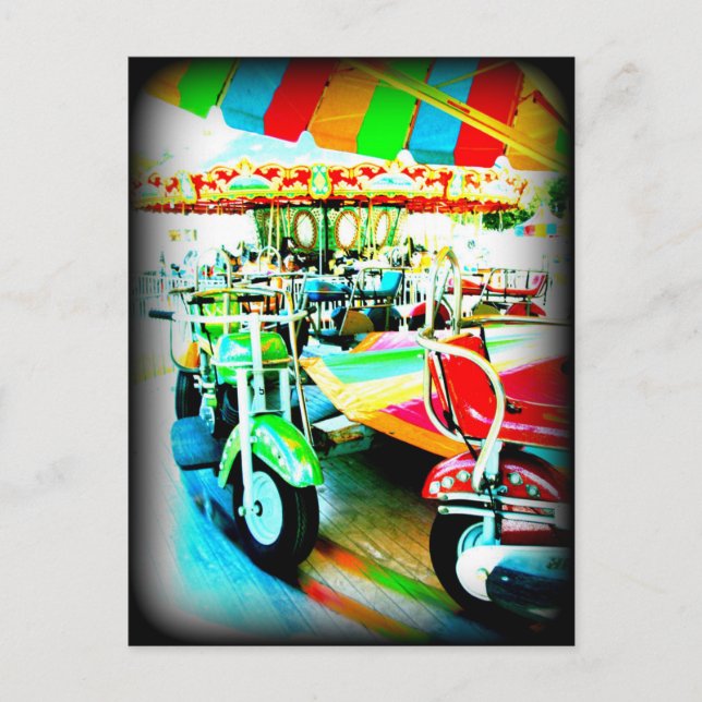 Postal Festiva Merry Go Round Motor en el Carnaval (Anverso)