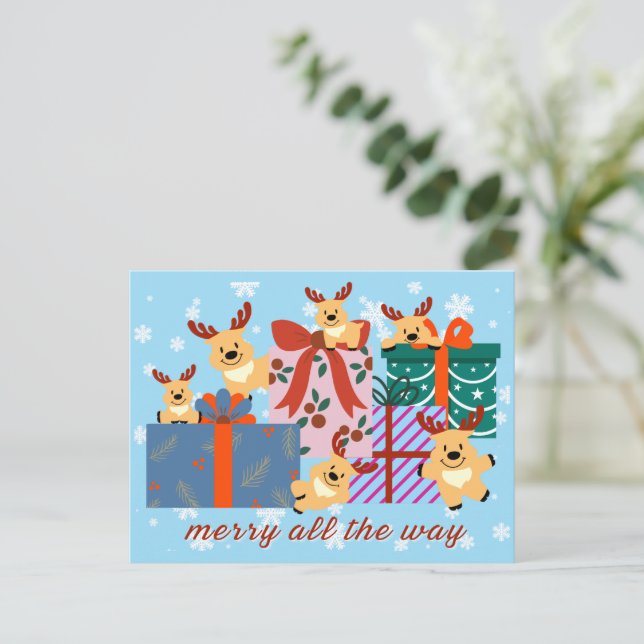 Postal Festiva Merry Holiday Postcard (Anverso de pie)