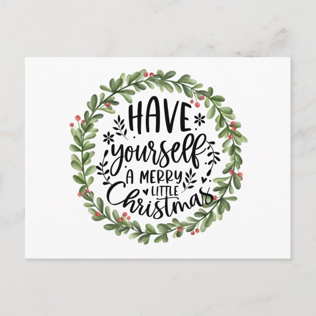 Postal Festiva Merry Little Navidades Watercolor Wreath (Anverso)