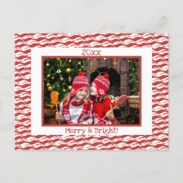 Postal Festiva Merry Navidades brillantes Foto Candy Cane Blanco 