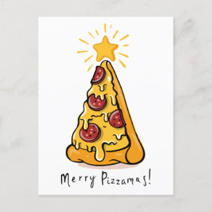 Postal Festiva Merry Pizzamas - ¡Un trozo de alegría festivo!