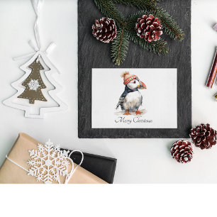 Postal Festiva Merry Puffin, personalizado