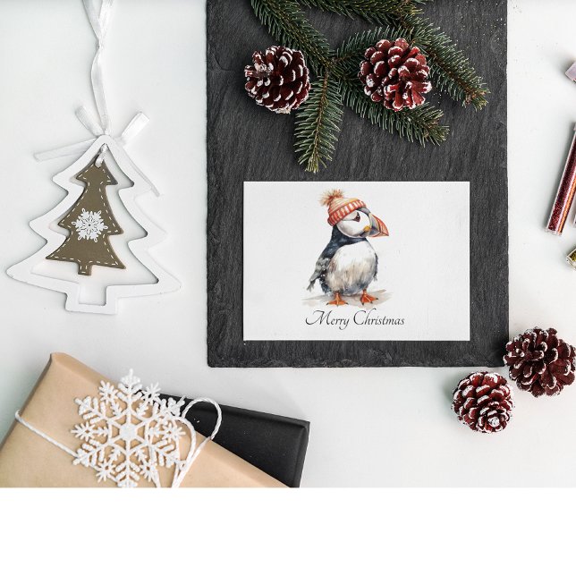 Postal Festiva Merry Puffin, personalizado (Subido por el creador)