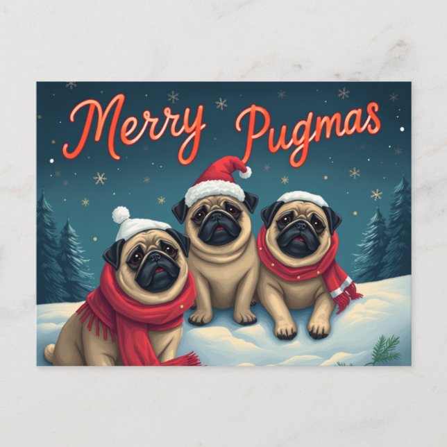 Postal Festiva Merry Pugmas (Anverso)