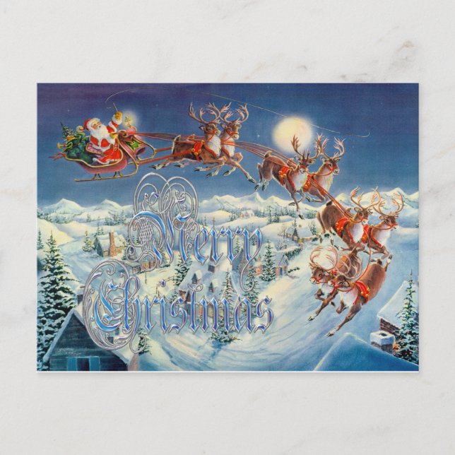 POSTAL FESTIVA "MERRY SANTA, SLEIGH & REINDEPENDE DE SHARON SHARP (Anverso)